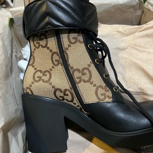 Gucci Women's Black and Brown Ankle Boots - Picture 1 of 5